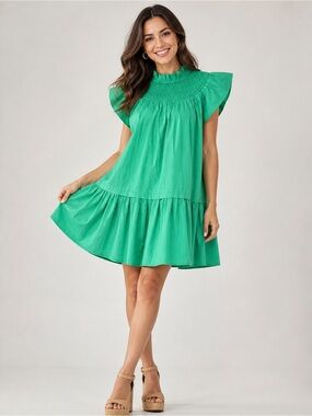 slim fit dress slacks green button front dress C8 – CC Belle main image 1